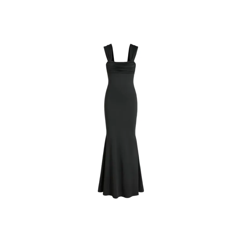 Sexy Plain Knitted Fabric Dress Women-0