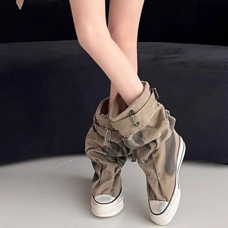 Retro Distress Mid Calf Boots-1