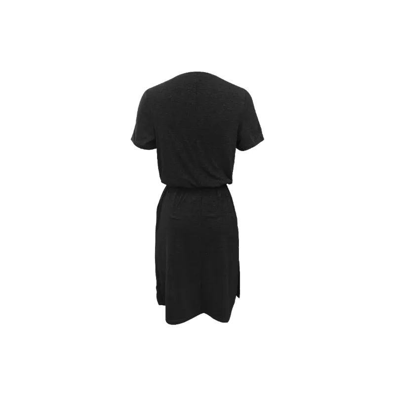 Simple Plain Polyester Dress Women-1