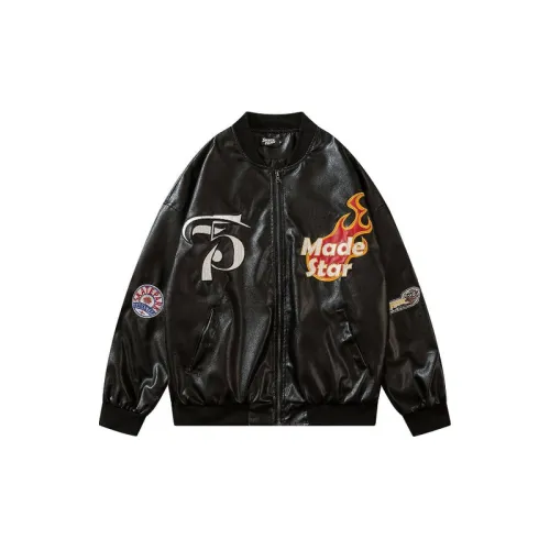 Flame Design Retro Leather Jacket