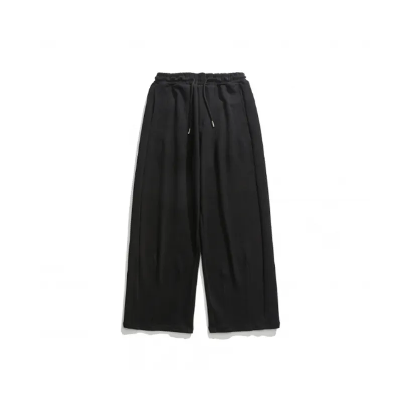 Casual Plain Straight Leg Knit Sweatpants-0