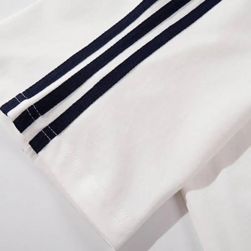 Fashionable Contrast Color Cotton Blended Fabric T Shirt Unisex-5