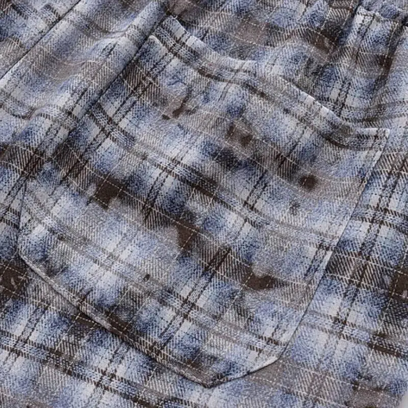 Distress Plaid Casual Pants-3