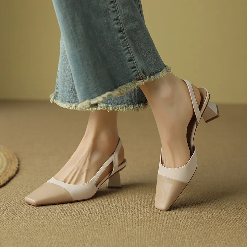 Simple Contrast Color High Heels-1