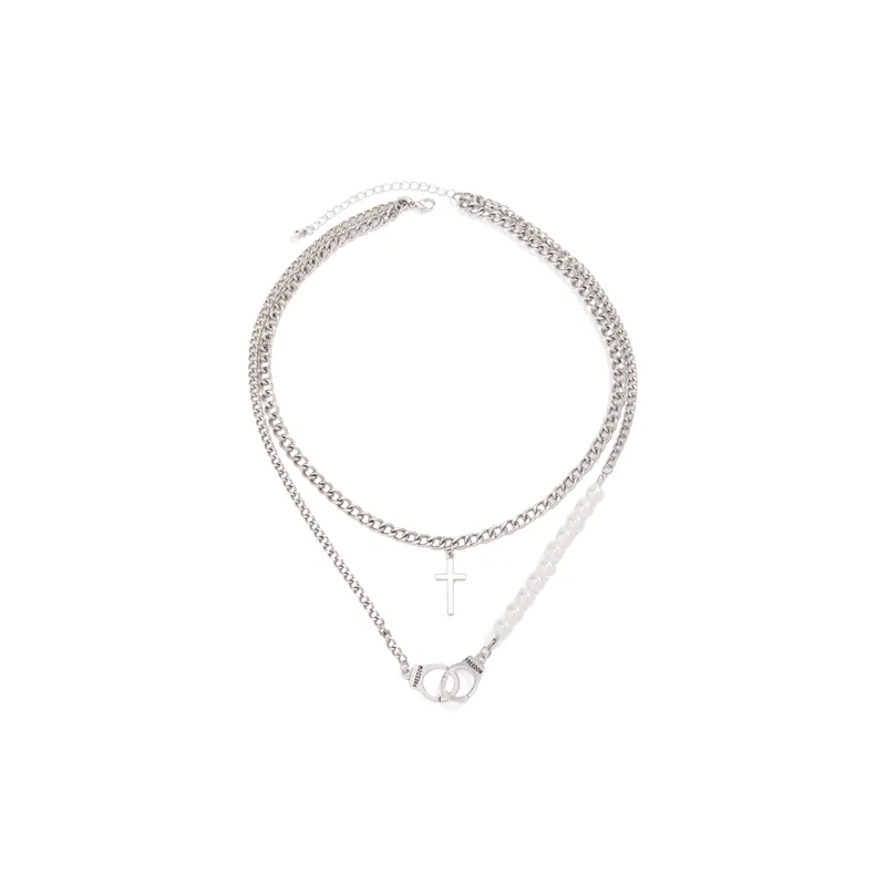 Cross Pearl Necklace   Hip Hop Design