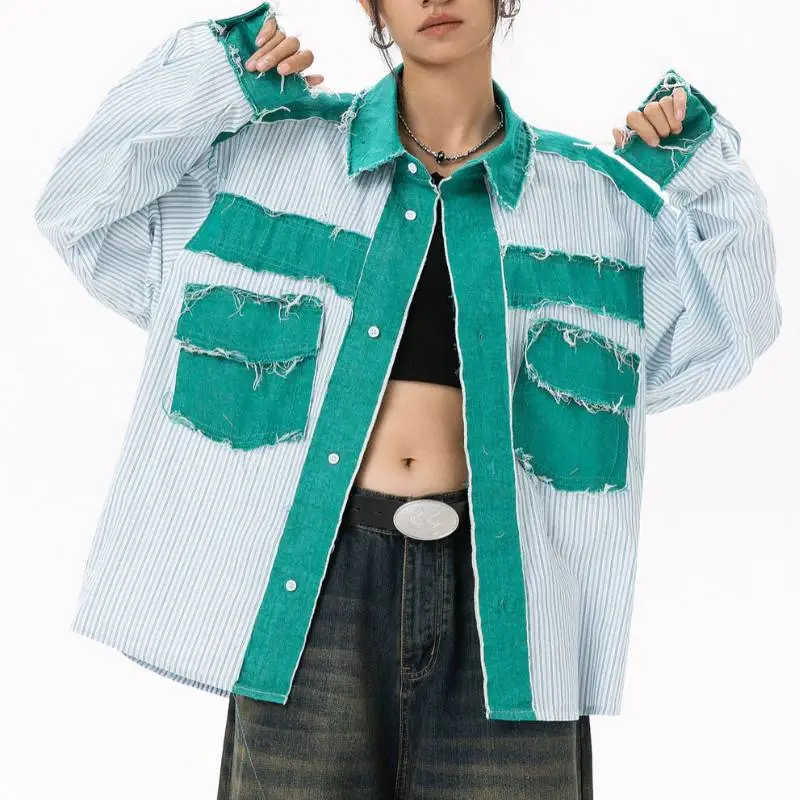 Retro Loose Long Sleeve Denim Jacket-2
