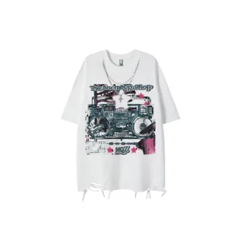 Hip Hop Destructive Round Neck Short Sleeved T Shirt