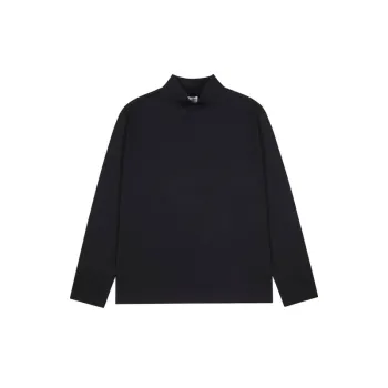 Black Long sleeved Mock Neck T shirt