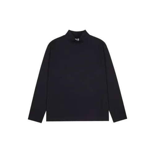 Black Long-sleeved Mock Neck T-shirt