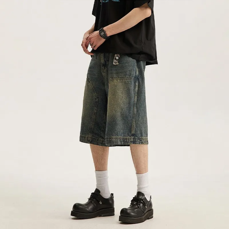 Trendy Washed Denim Shorts-3