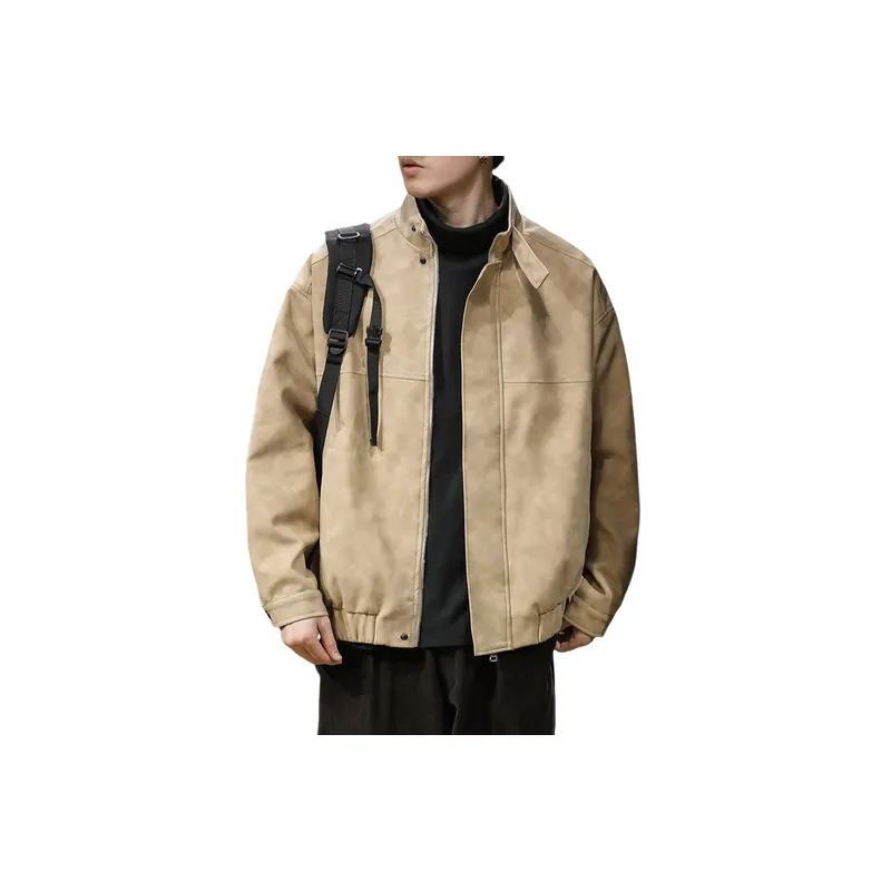 Casual Retro Artificial Leather Jacket-4