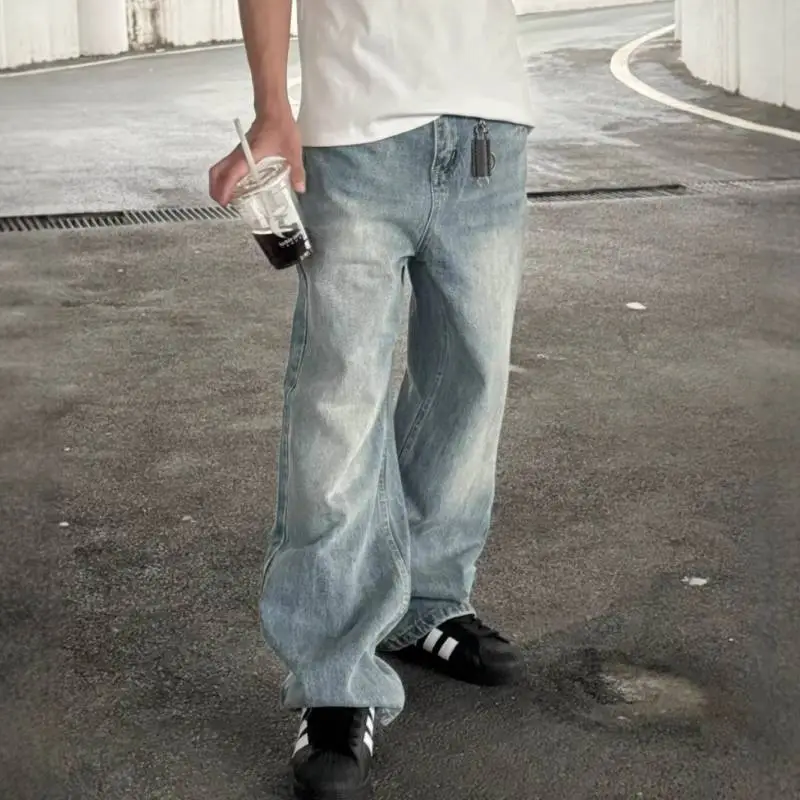Fashionable Loose Straight Leg Jeans-1
