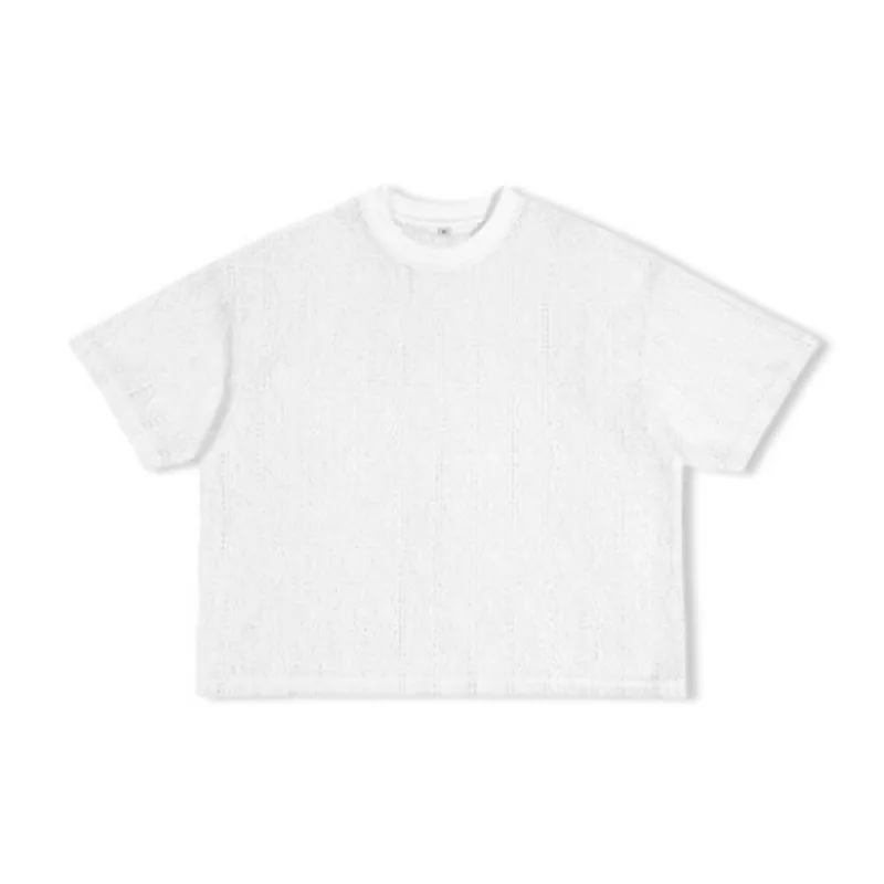 Fashionable Hollow Out Cotton Blended Fabric T Shirt-0