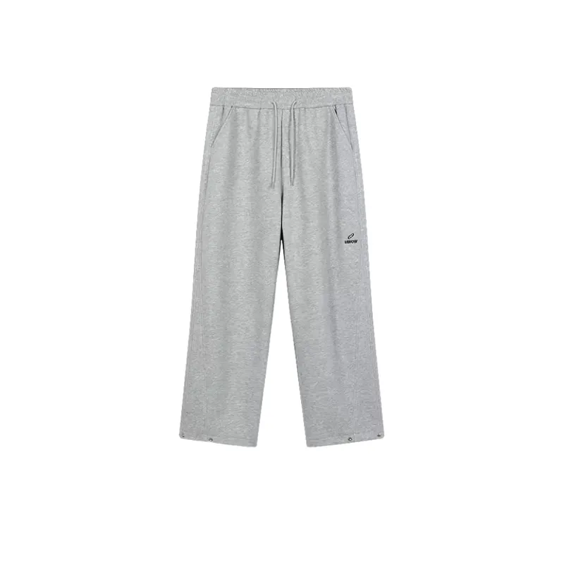 Solid Color Trendy Embroidered Logo Drawstring Casual Pants-0