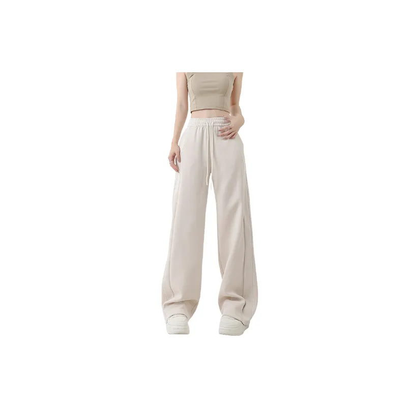 Loose Straight Leg Cotton Casual Pants Women-4