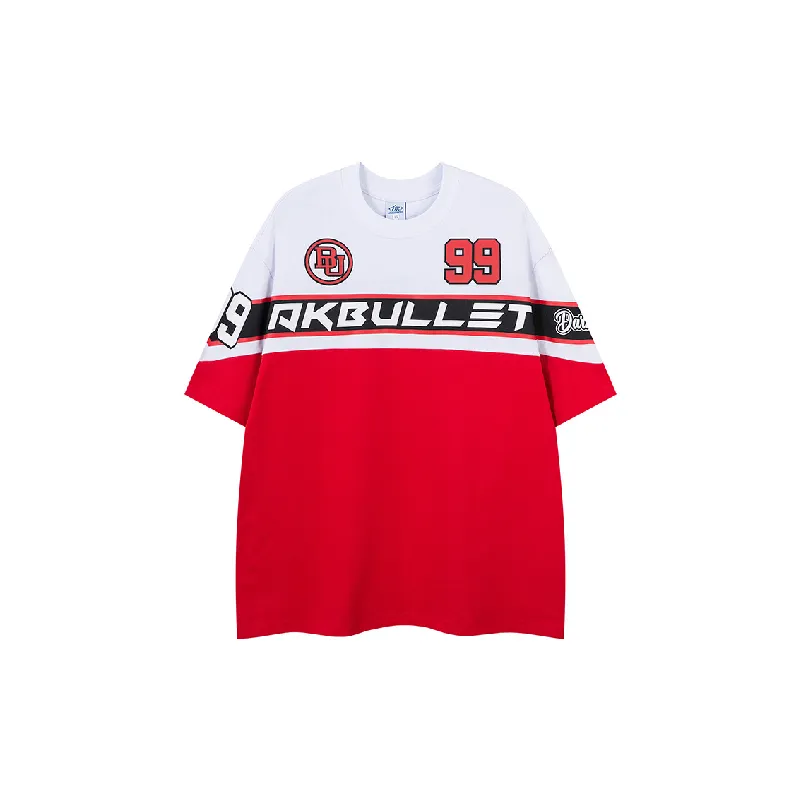 Casual Contrast Color Cotton T Shirt-2