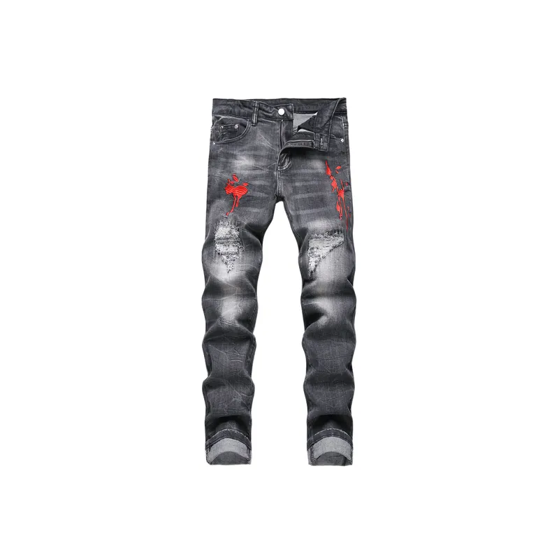 Trendy Embroidered Jeans-0