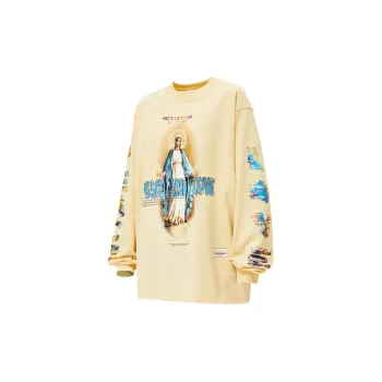 Retro Religious Virgin Printed Long Sleeve T shirt
