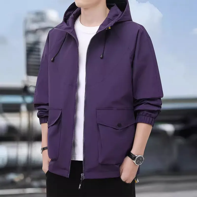 Casual Plain Blended Synthetic Fabrics Jacket-3