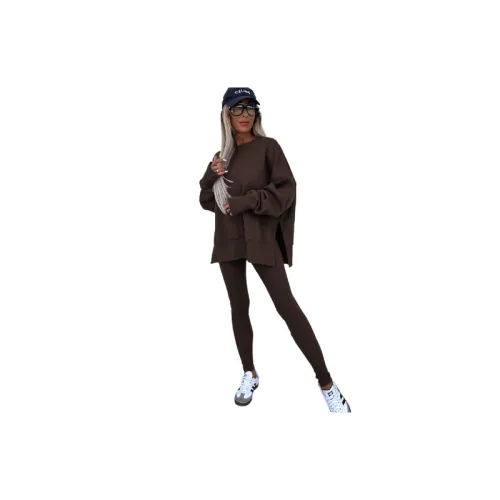 Casual Loose Cotton Blended Fabric Sweatshirt Set Women