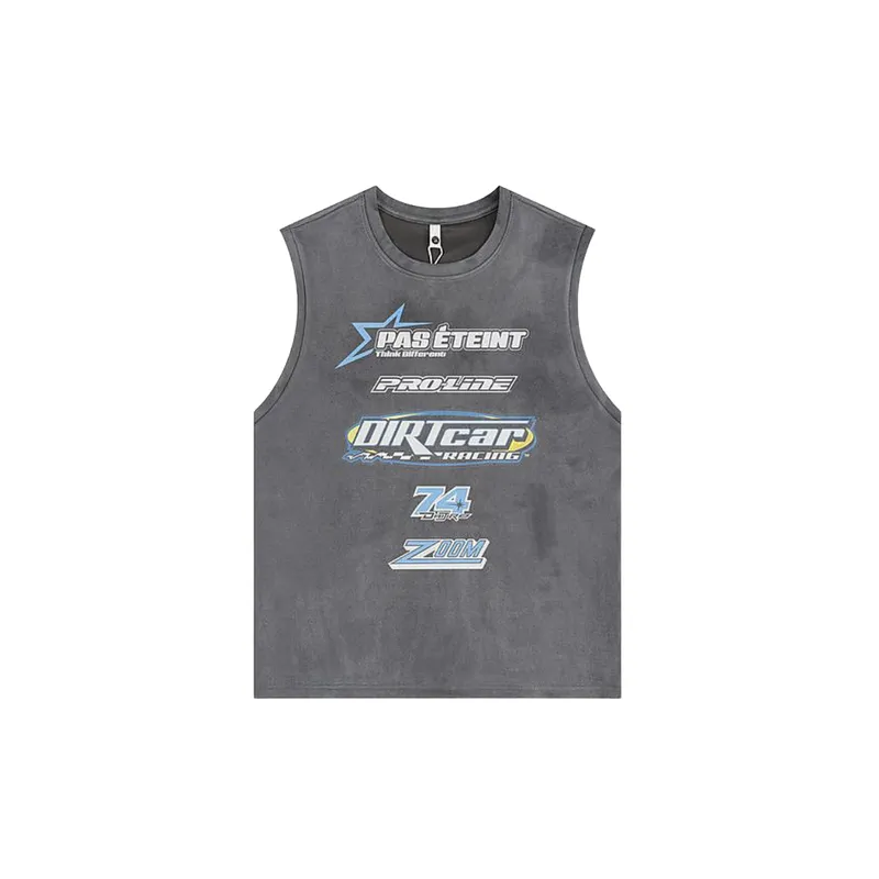 Loose Casual Letter Print Sleeveless Vest-2