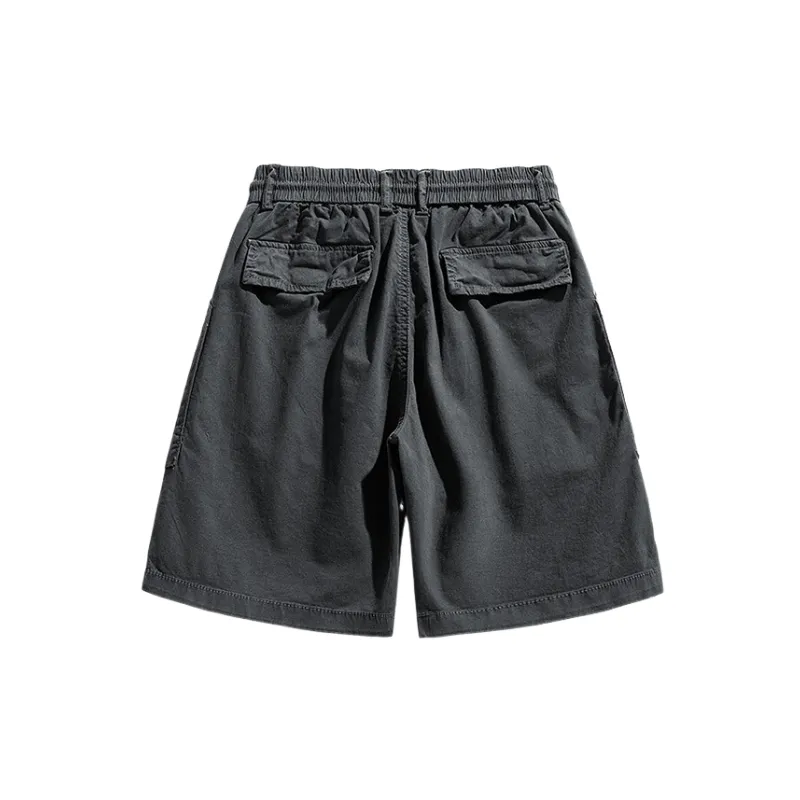 Casual Washed Berber Fleece Cargo Shorts-1
