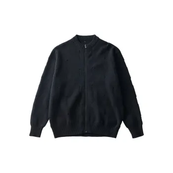 Fashionable Zipper Blended Synthetic Fabrics Sweater