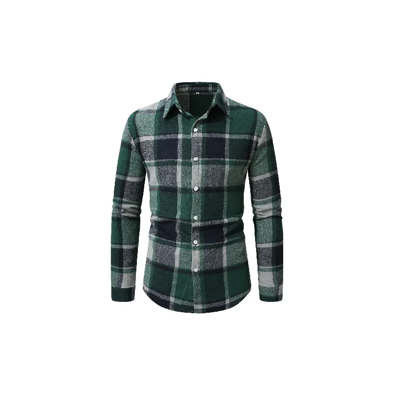 Business Plaid Cotton Blended Fabric Shirt-0
