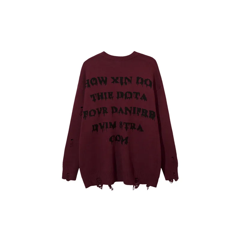 Street Retro Graffiti Figure Jacquard Sweater-5