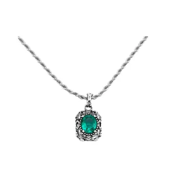 Retro Distressed Emerald Necklace