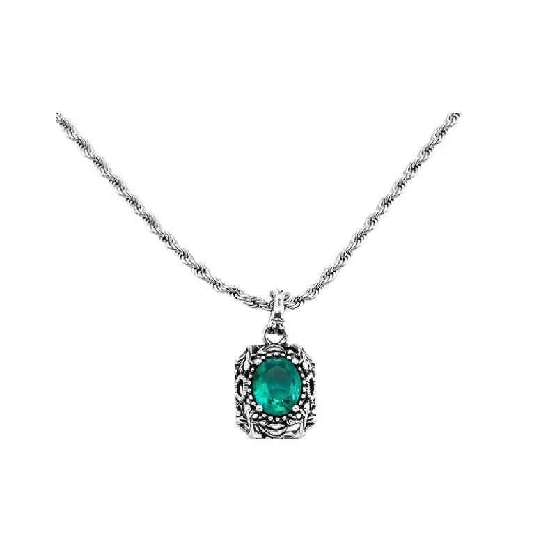 Retro Distressed Emerald Necklace-0