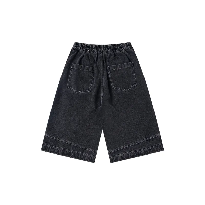 Casual Washed Denim Shorts-1