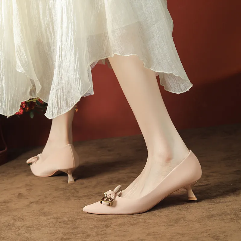 Plain Bow High Heels-1