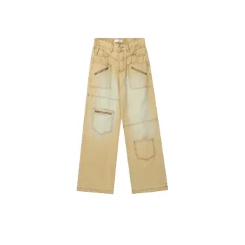 Vintage Old Vibe Loose Stitching Straight Pants