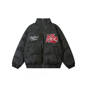 Hiphop Red Spider Embroidery Cotton padded Jacket