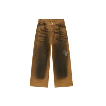 Trendy Color Contrast Dirty Jeans