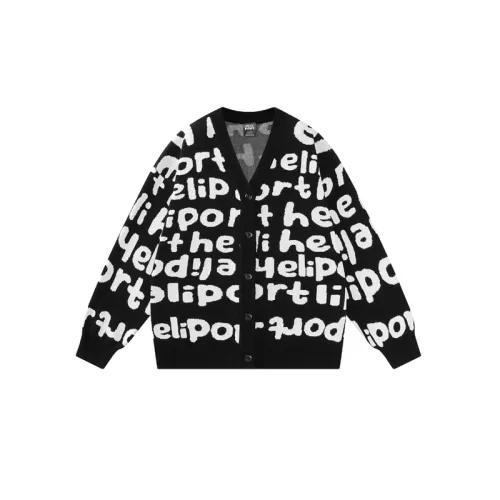 HELIPORT Apron Graffiti Full Print Sweater Cardigan Trendy Loose Knitted Jacket