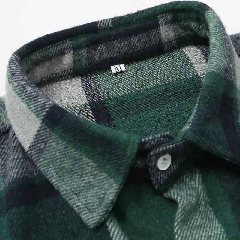Business Plaid Cotton Blended Fabric Shirt-2