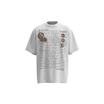 Retro Letter Cotton Blended Fabric T Shirt