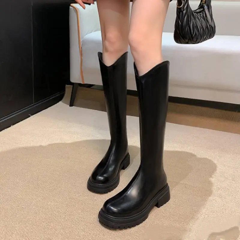 Fashionable Plain Knee High Boots-1