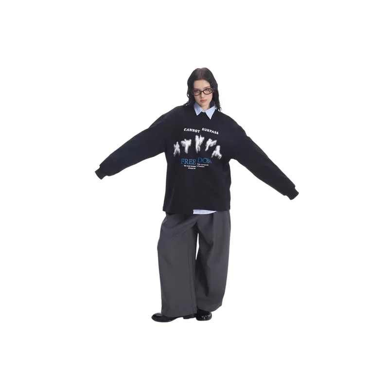 Funky Long Sleeve Cotton Blended Fabric Sweatshirt-3