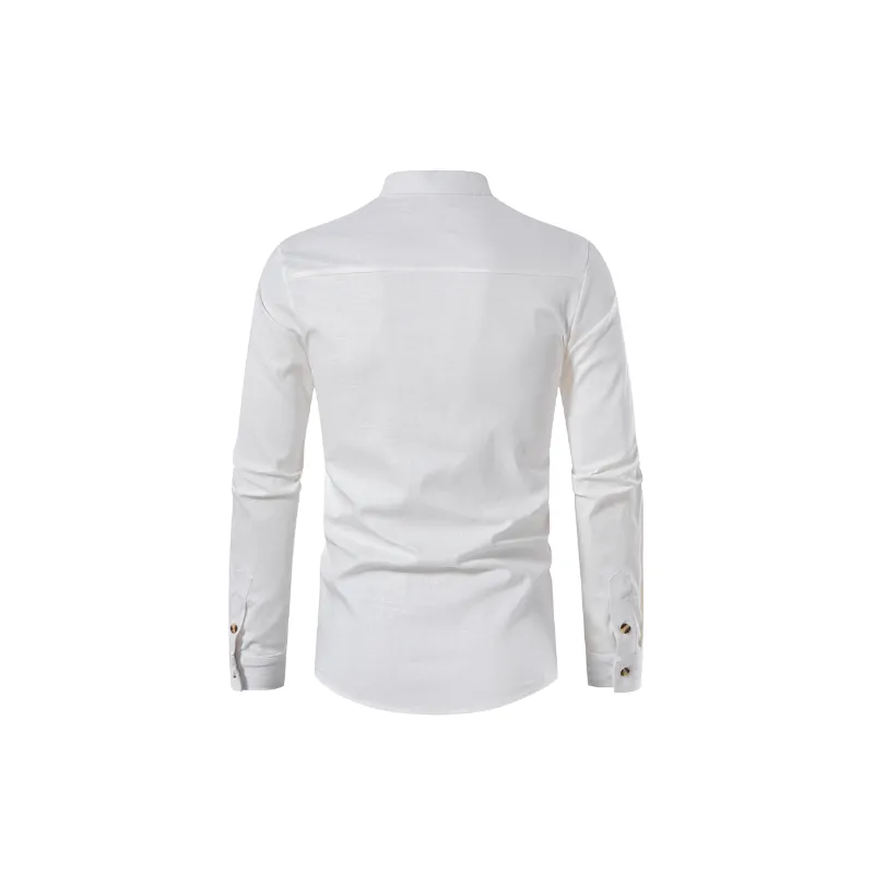 Fashionable Plain Cotton Blended Fabric Shirt-1