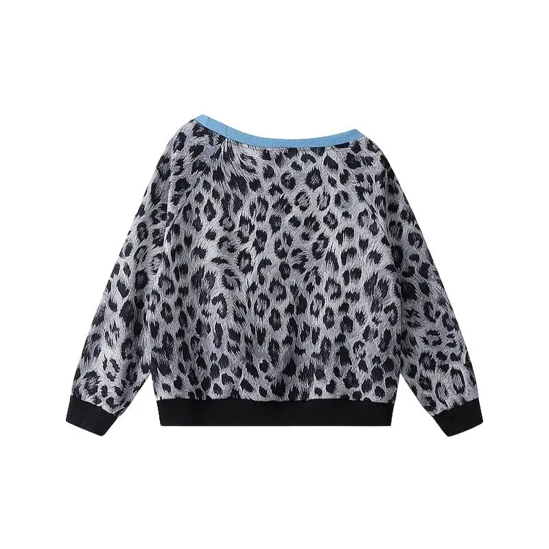 Leopard Print Contrast Color Sweater Women-3