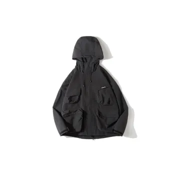 Youth Loose Solid Color Outdoor Waterproof Multi Pocket Jacket