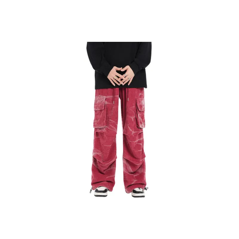 Retro Corduroy Washed Casual Long Trousers-6