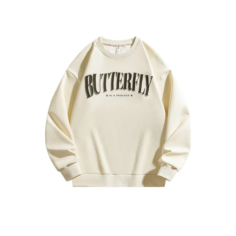Butterfly Print Round Neck Sweatshirt-0