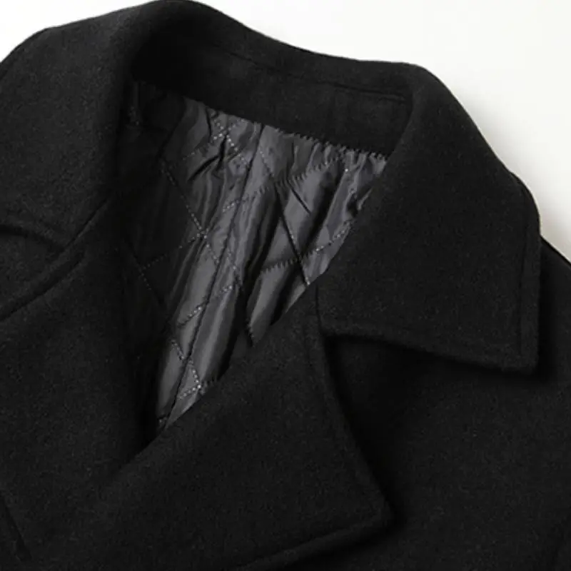 Fashionable Plain Woolen Fabric Coat-4