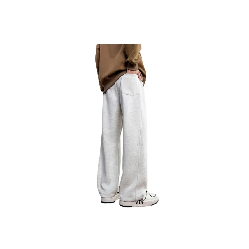Simple Plain Cotton Casual Pants-1