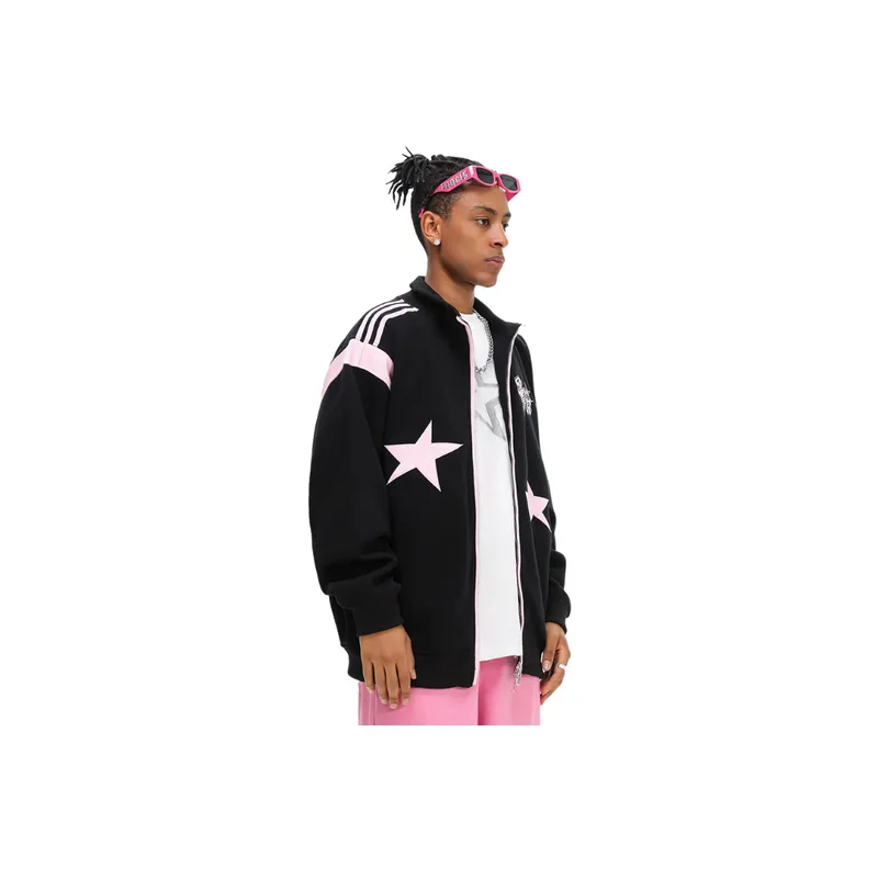 Fashion Brand Star Embroidered Loose Sweatshirt Coat-6