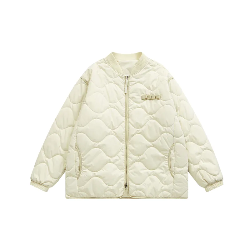Loose Plain Quilted Jacket-0